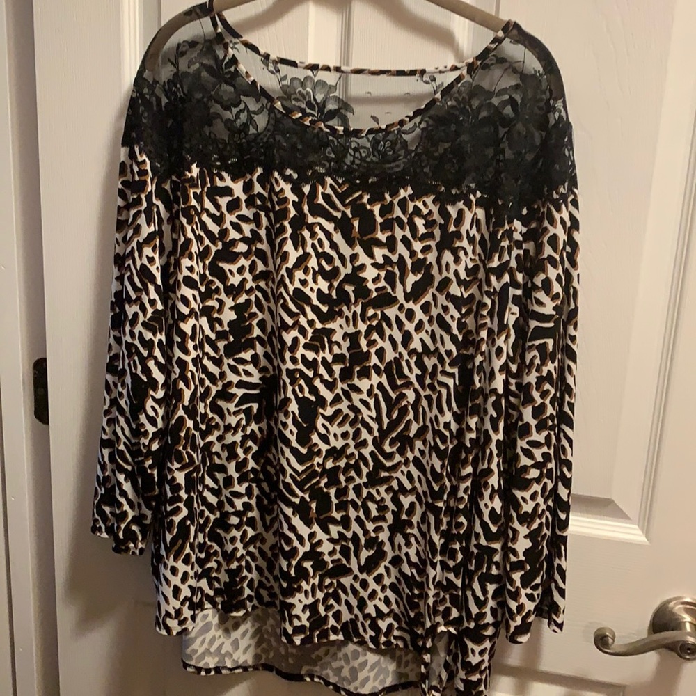 Animal print and lace plus top